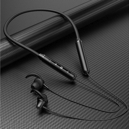 5.0 Bluetooth Headset Metal Headphone Waterproof Wearable Sports Earphone-Black