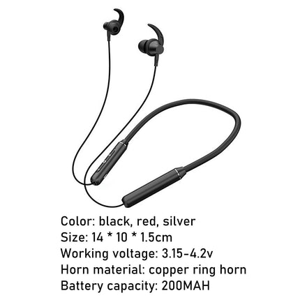 5.0 Bluetooth Headset Metal Headphone Waterproof Wearable Sports Earphone-Black