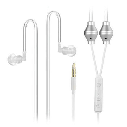 3.5mm Anti-Radiation Binaural Air Tube Universal Earphones with Mic for iPhone-White