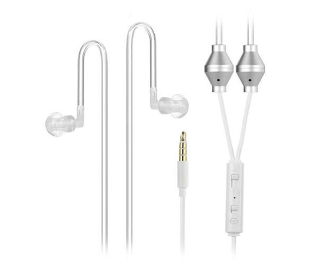 3.5mm Anti-Radiation Binaural Air Tube Universal Earphones with Mic for iPhone-White