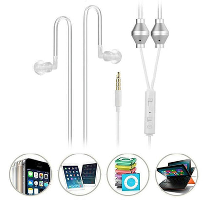 3.5mm Anti-Radiation Binaural Air Tube Universal Earphones with Mic for iPhone-White