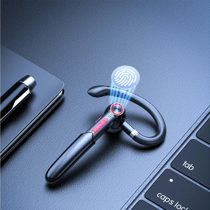 ME-100 Single Ear Hook Wireless 5.0 Bluetooth-compatible Earphone with Microphone-Black Red