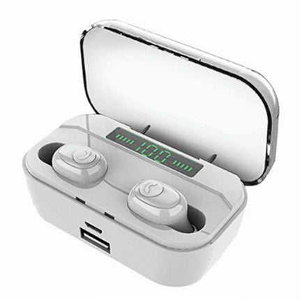 Bluetooth-compatible 5.0 Stereo Earbud G6S Mini In-Ear Wireless Earphone with Charging Box-White