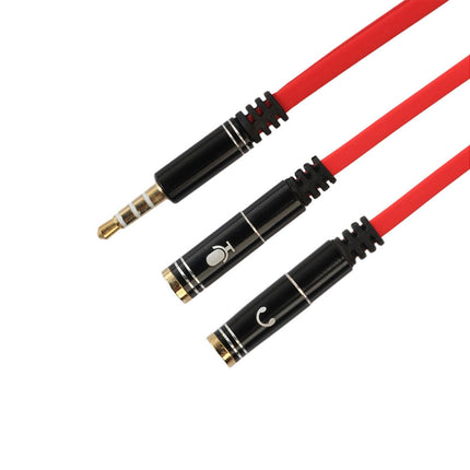 4-Pole Male to Dual Female Headset Adapter TRRS Headphone 3.5mm Jack Splitter-Golden