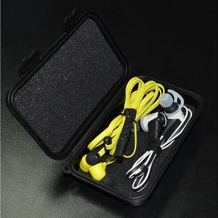 Portable Earphone Storage Case Square Cable Earbuds Carrying Box Protector-Black