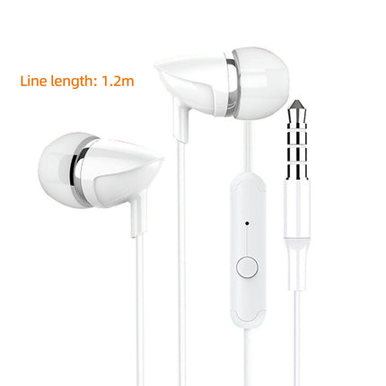 6D Mega Bass Universal 3.5mm In-ear Wired Earbud Gaming Earbud for Running-White