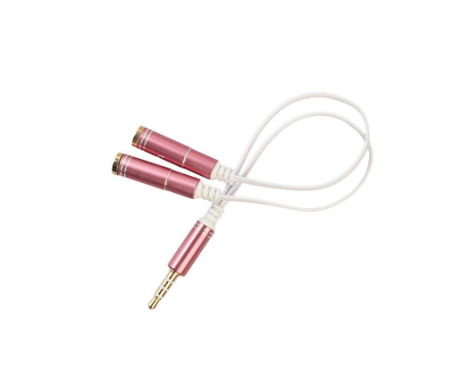 TRRS 3.5mm Jack Headphone Splitter 4-Pole Male to Dual Female Headset Adapter-Rose Gold