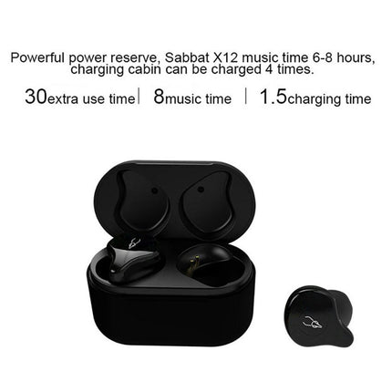 3D Stereo Waterproof Earphone X12 Pro Bluetooth-compatible 5.0 Wireless Sports Earbuds-Black