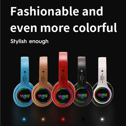 5.0 Stereo Headset with Microphone ST-L63 Foldable Wireless Bluetooth Earphone LED Light-Red