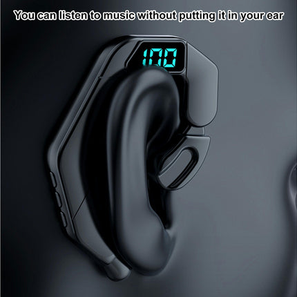 LED Digital Display V19 Wireless Earphone Bluetooth 5.1 Ear Hook Earbud for Doing Sports-Black