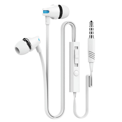 Jv23 Flat Wire In-Ear Earphone 3.5mm Stereo Heavy Bass Stereo Headphone with Mic-White