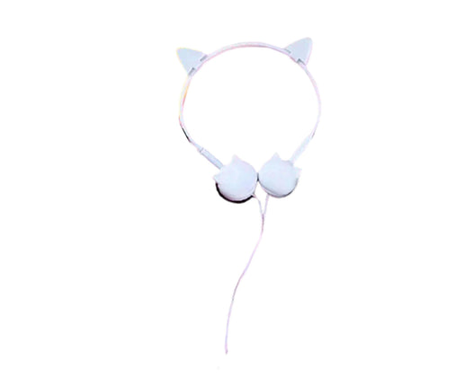 3.5mm Wired Headset Cute Cat Ear Shape Headphone with Microphone for Music Phone-Baby Blue