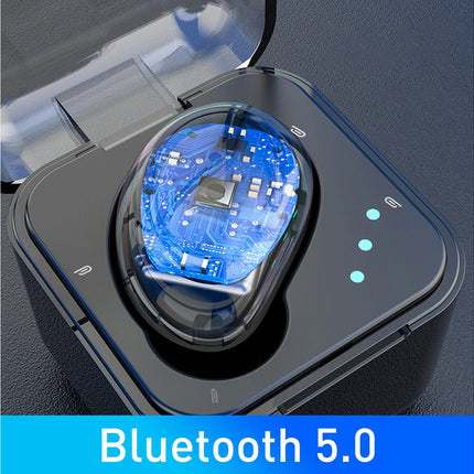 Bluetooth 5.0 Single In-Ear Earphone Mini Wireless Headset with Microphone Charging Box-Golden