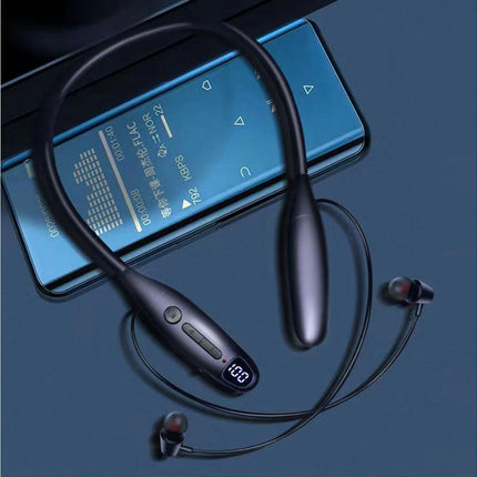 X168 Waterproof Wireless Earphone IPX5 Bluetooth5.0 Foldable Neckband Earbud for Sports-Black