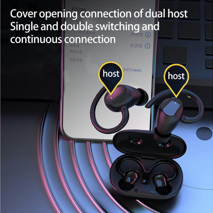 1 Set Earphone Noise Reduction Sport Clip 5.1 Wireless Headset Mini Ear-mounted Headphones-Black