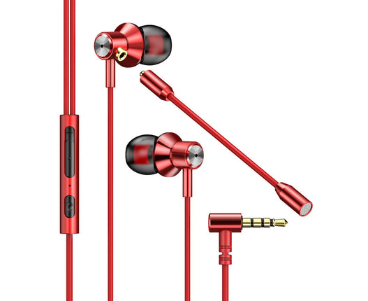 In-ear Universal 3.5mm Wired Stereo Music Sport Gaming Earphone with Microphone-Red