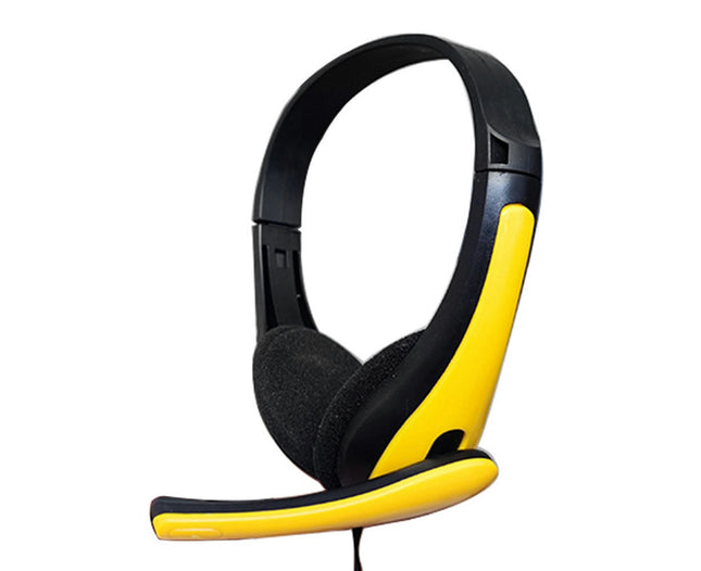 3.5mm Lightweight Wired Headset Stereo Gaming Noise Canceling Headphone with Mic-Yellow