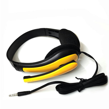 3.5mm Lightweight Wired Headset Stereo Gaming Noise Canceling Headphone with Mic-Yellow