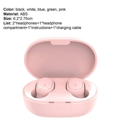 E6S Bluetooth-compatible HIFI Sound Ear Bub for Sport Wireless Earphone Ergonomic -Pink