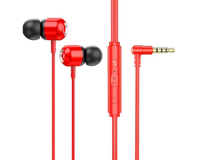 Wired Earphone In-ear 3.5mm Plug Gaming Headset with Microphone for Mobile Phone-Red