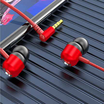 Wired Earphone In-ear 3.5mm Plug Gaming Headset with Microphone for Mobile Phone-Red