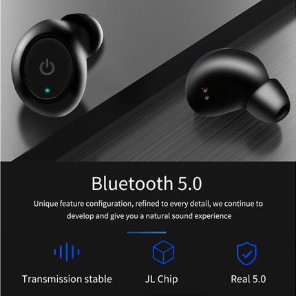 Bluetooth 5.0 Headset with LED Display Noise Reduction Waterproof Charging Box-White