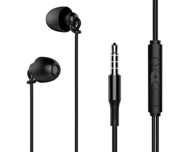 In-ear Anti-noise Sports Running Bass Earplugs S360 Sleeping Wired Earphones-Black