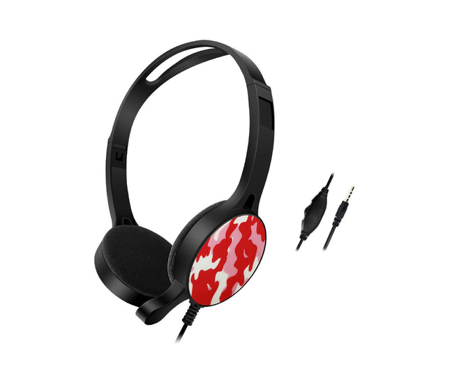 3.5mm Plug Noise Reduction Headphone Universal Foldable Retractable Headphone with Mic-Red