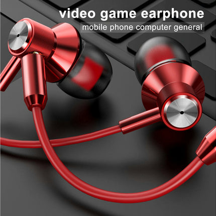 Universal In-ear Wired Stereo 3.5mm Gaming Music Sport Earphone with Microphone-Red