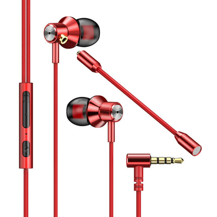 Universal In-ear Wired Stereo 3.5mm Gaming Music Sport Earphone with Microphone-Red