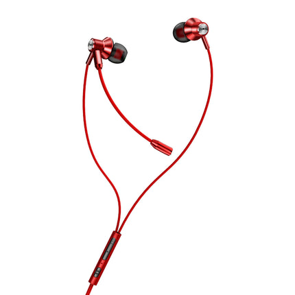 Universal In-ear Wired Stereo 3.5mm Gaming Music Sport Earphone with Microphone-Red