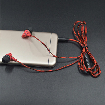 In-ear Earphones Cracked Print Universal Braided Wire Volume Control Earphones-Green