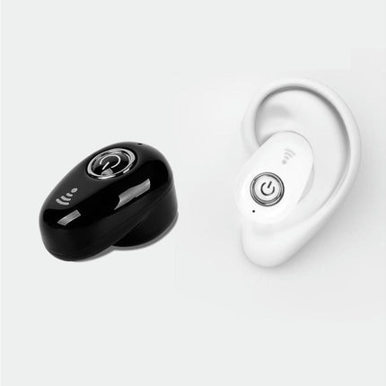 1Pc Sports Wireless Bluetooth-compatible Earphone Mini Stereo Earbuds Headset with Mic-White