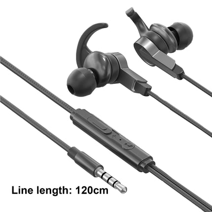 In-ear Wired Earphone 3.5mm/Type-C Music Headphone Gaming Headset with Mic for Sports-Black