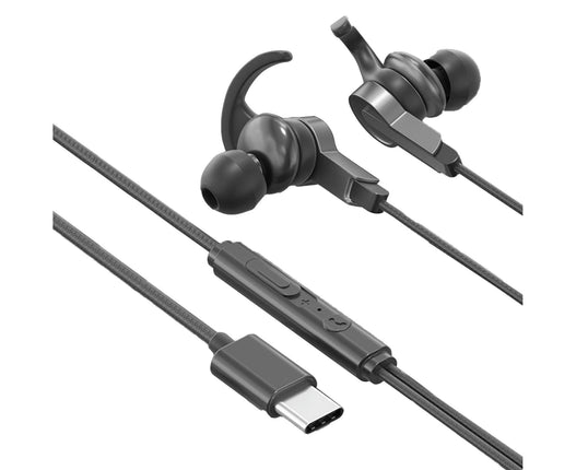 In-ear Wired Earphone 3.5mm/Type-C Music Headphone Gaming Headset with Mic for Sports-Black