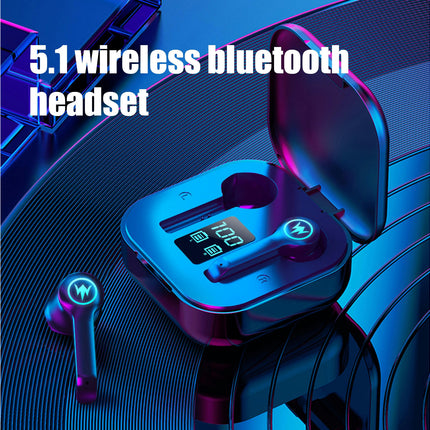 5.1 Headset L10 LED Display Bluetooth Wireless Stereo Waterproof Earphone with Mic-White