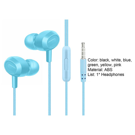 Dual Drive 3.5mm Sports Stereo Earbuds L204 Wired Earphone with Mic for Mobile Phone-Blue