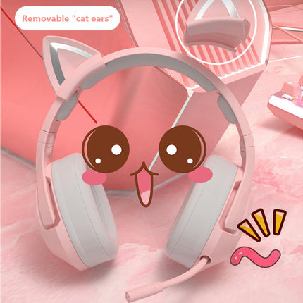 3.5mm/USB Cat Ear Gaming Headset Wired Over Ear Headphone with Microphone  for Computer-2#