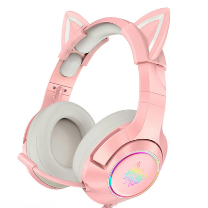 3.5mm/USB Cat Ear Gaming Headset Wired Over Ear Headphone with Microphone  for Computer-2#