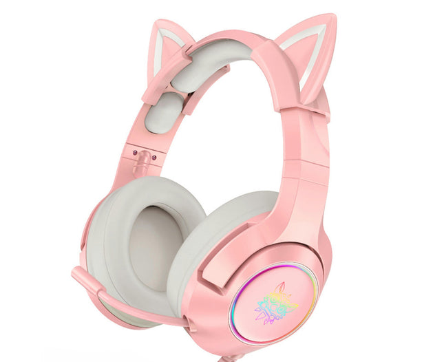 3.5mm/USB Cat Ear Gaming Headset Wired Over Ear Headphone with Microphone  for Computer-2#