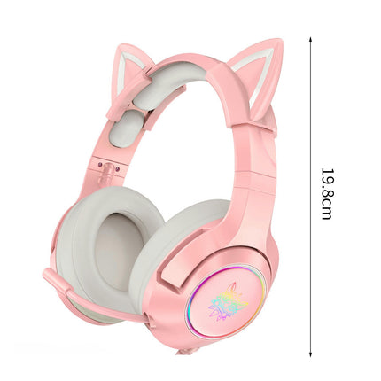 3.5mm/USB Cat Ear Gaming Headset Wired Over Ear Headphone with Microphone  for Computer-2#