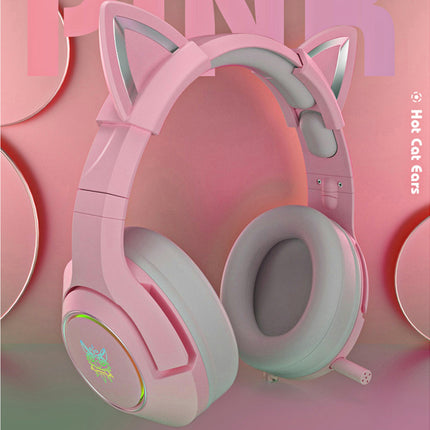 3.5mm/USB Cat Ear Gaming Headset Wired Over Ear Headphone with Microphone  for Computer-2#