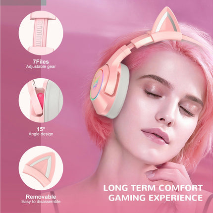 3.5mm/USB Cat Ear Gaming Headset Wired Over Ear Headphone with Microphone  for Computer-2#