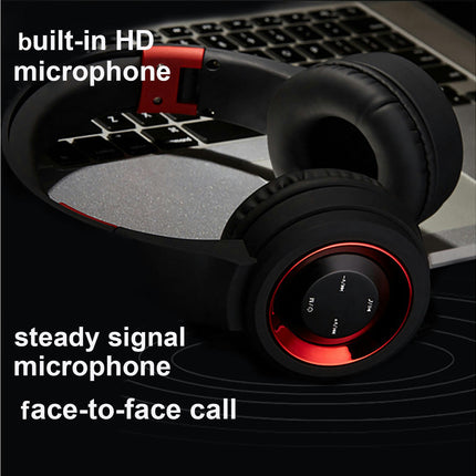 Bass Headset with Mic TR905 Foldable Wireless Rechargeable Headphone-Black Silver