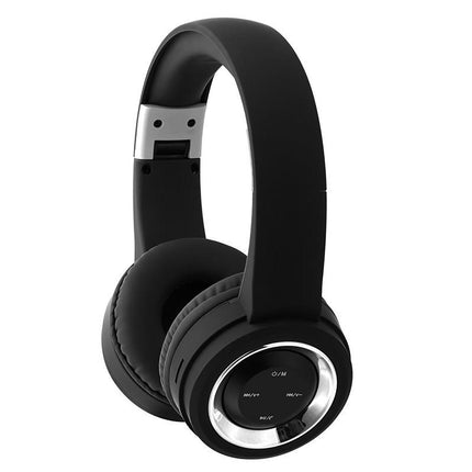 Bass Headset with Mic TR905 Foldable Wireless Rechargeable Headphone-Black Silver