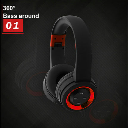 Bass Headset with Mic TR905 Foldable Wireless Rechargeable Headphone-Black Silver