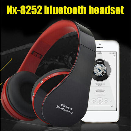 Bluetooth-compatible Headphones Foldable Sports Earphone NX-8252 Wireless Headset-Black-red*