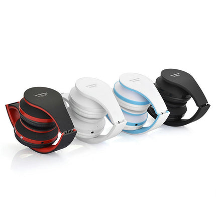 Bluetooth-compatible Headphones Foldable Sports Earphone NX-8252 Wireless Headset-Black-red*