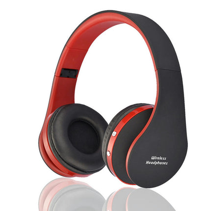 Bluetooth-compatible Headphones Foldable Sports Earphone NX-8252 Wireless Headset-Black-red*