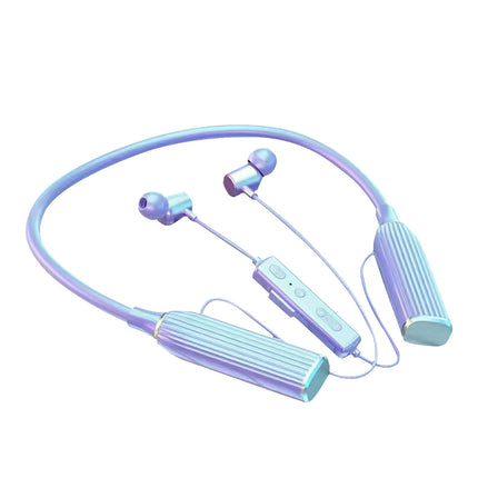 Support TF Card In-ear Neckband Earphone Wireless Bluetooth-compatible Sports Headset-Purple